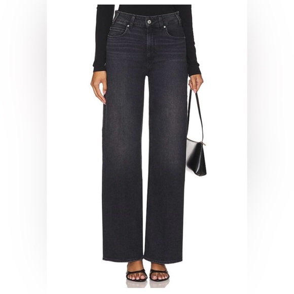 PAIGE Sasha Viper Washed Black Wide-Leg Jeans